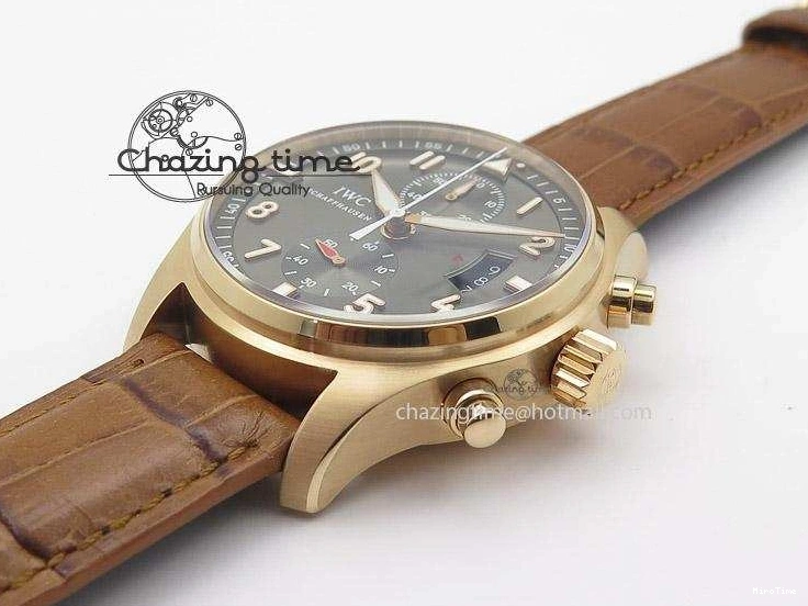 MIROTIME 0512 Youthful Pilot Chrono RG 3878 Gray Dial on Light Brown Leather Strap A 7394